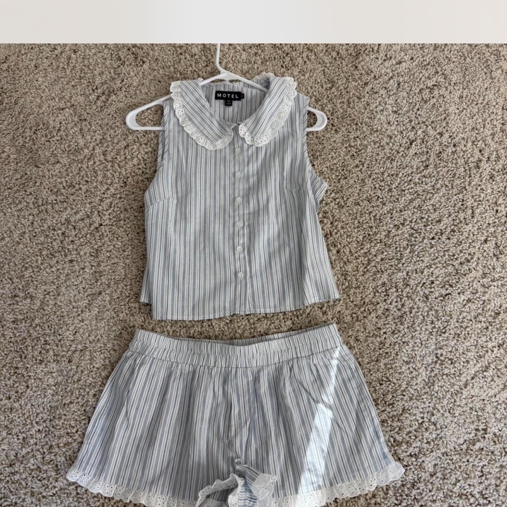 Motel Rocks Women's Pinstripe Set - Gray